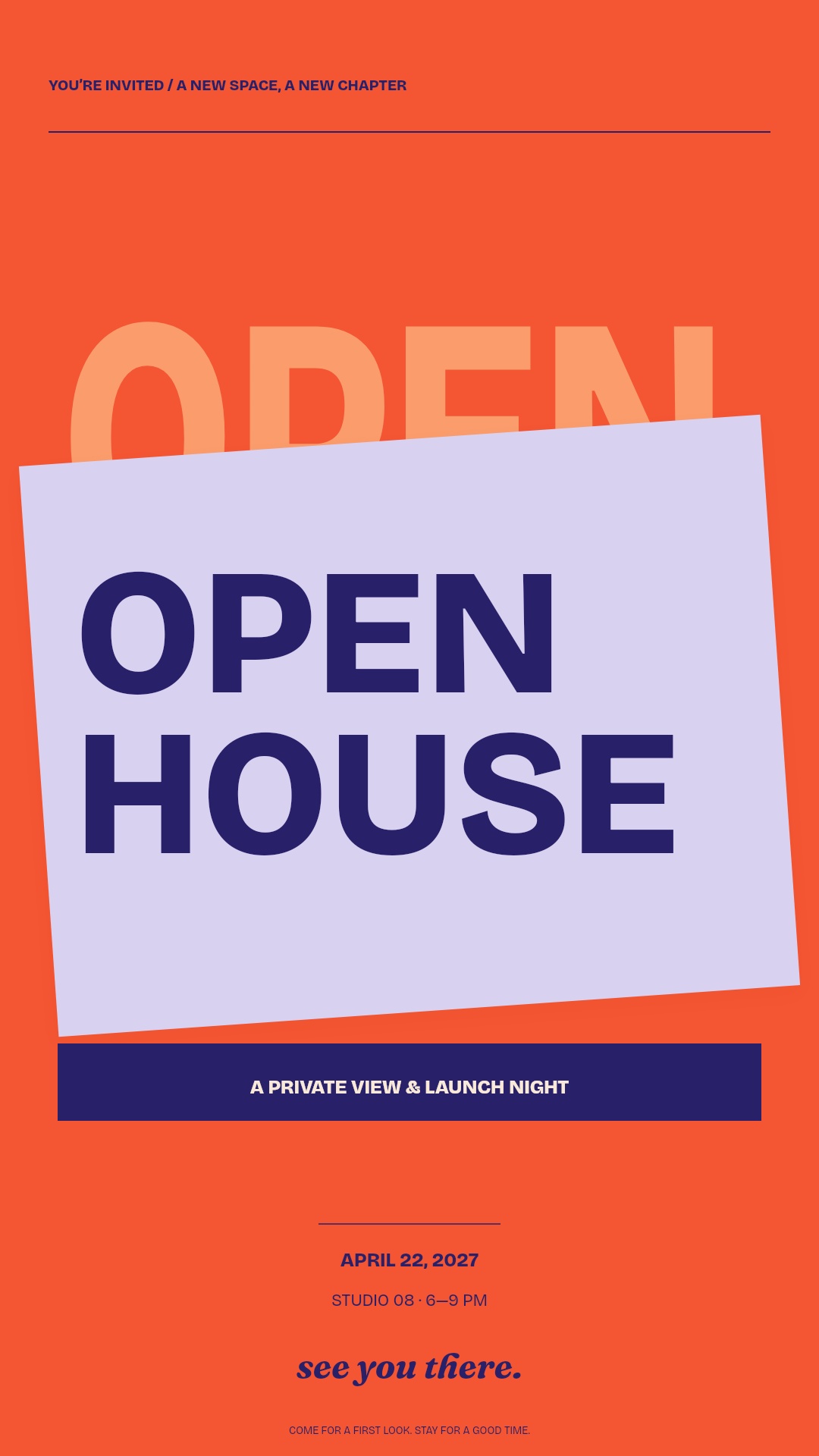 Open House — Color-block typography invitation artwork
